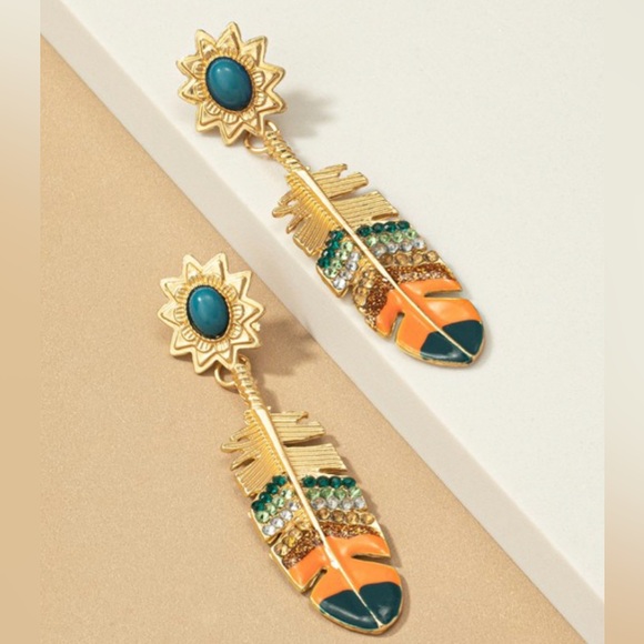 Feather drop earrings - Picture 1 of 4